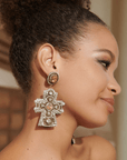 Angelica Champagne Cross Dangles - Black,Earrings, Sassy Jones,