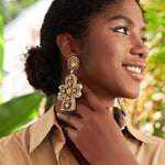 Angelica Champagne Cross Dangles - Black,Earrings, Sassy Jones,