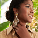 Angelica Champagne Cross Dangles - Black,Earrings, Sassy Jones,