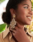 Angelica Champagne Cross Dangles - Black,Earrings, Sassy Jones,