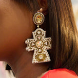 Angelica Champagne Cross Dangles - Black,Earrings, Sassy Jones,