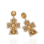 Angelica Champagne Cross Dangles - Black,Earrings, Sassy Jones,