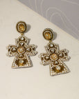 Angelica Champagne Cross Dangles - Black,Earrings, Sassy Jones,