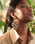 Angelica Champagne Cross Dangles - Black,Earrings, Sassy Jones,