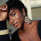 Angelica Champagne Cross Dangles - Black,Earrings, Sassy Jones,