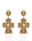 Angelica Champagne Cross Dangles - Black,Earrings, Sassy Jones, cross earrings, statement earrings