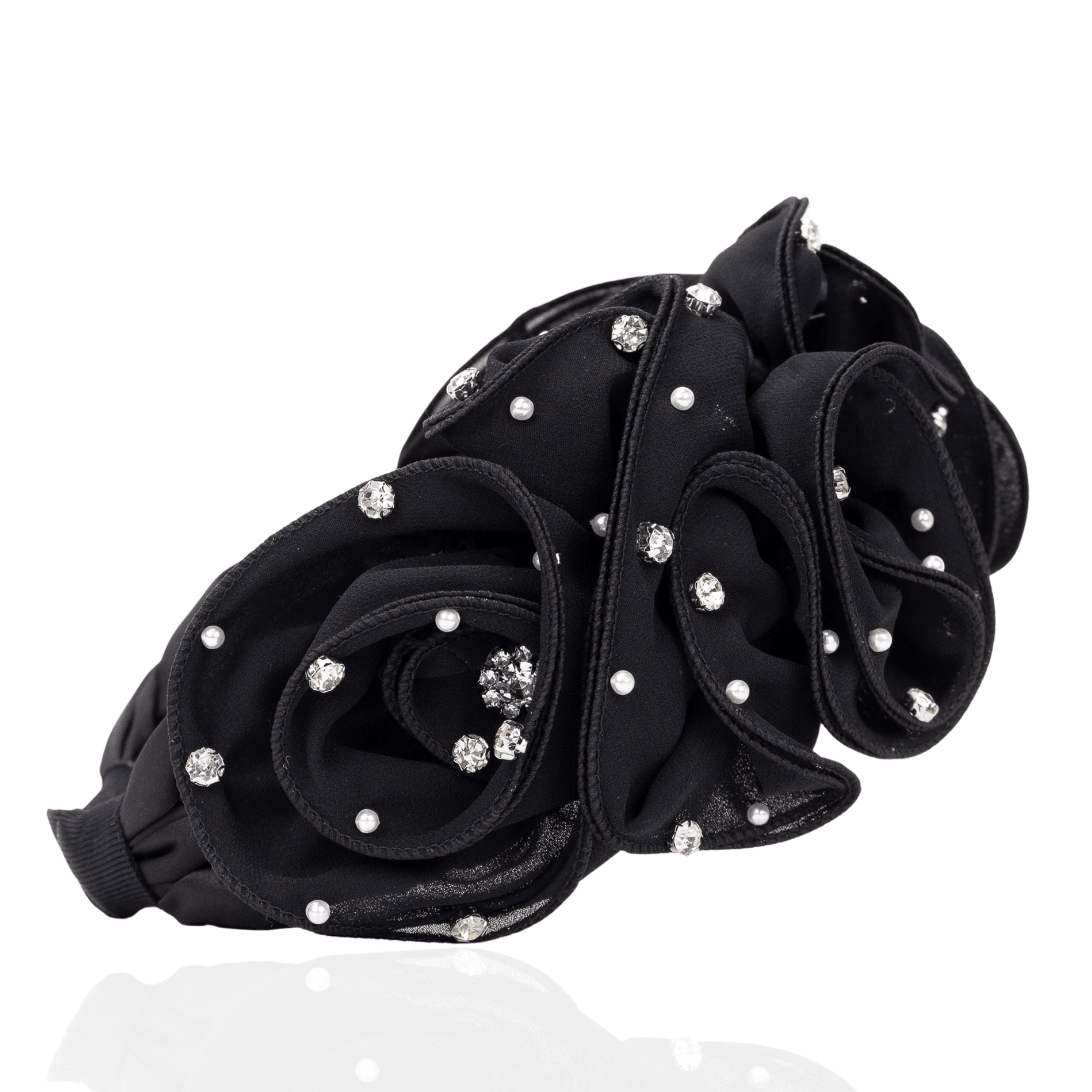 Angelique Ruffle Headband - Black,Headbands, Sassy Jones,