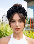 Angelique Ruffle Headband - Black,Headbands, Sassy Jones,