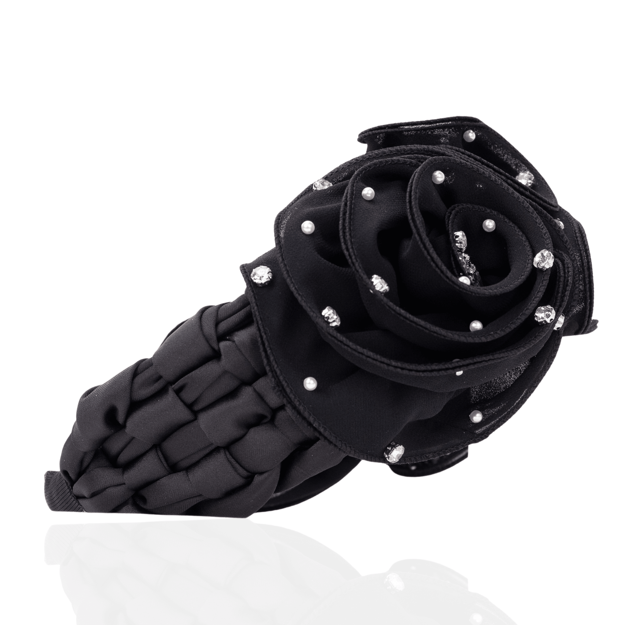 Angelique Ruffle Headband - Black,Headbands, Sassy Jones,