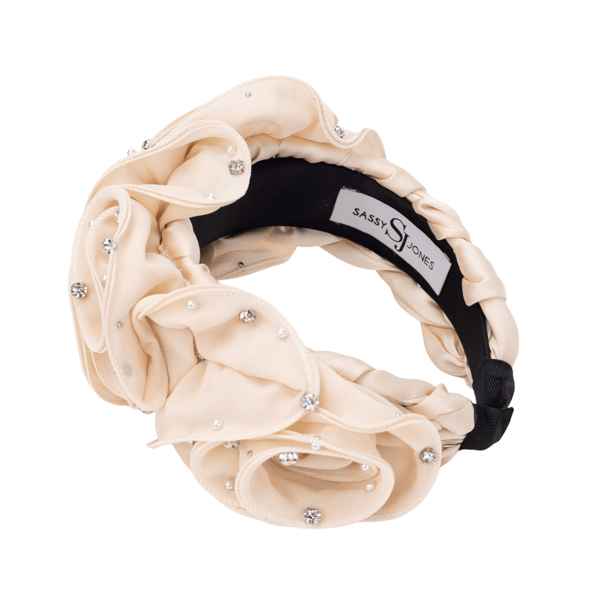 Angelique Ruffle Headband - Ivory,Headbands, Sassy Jones,