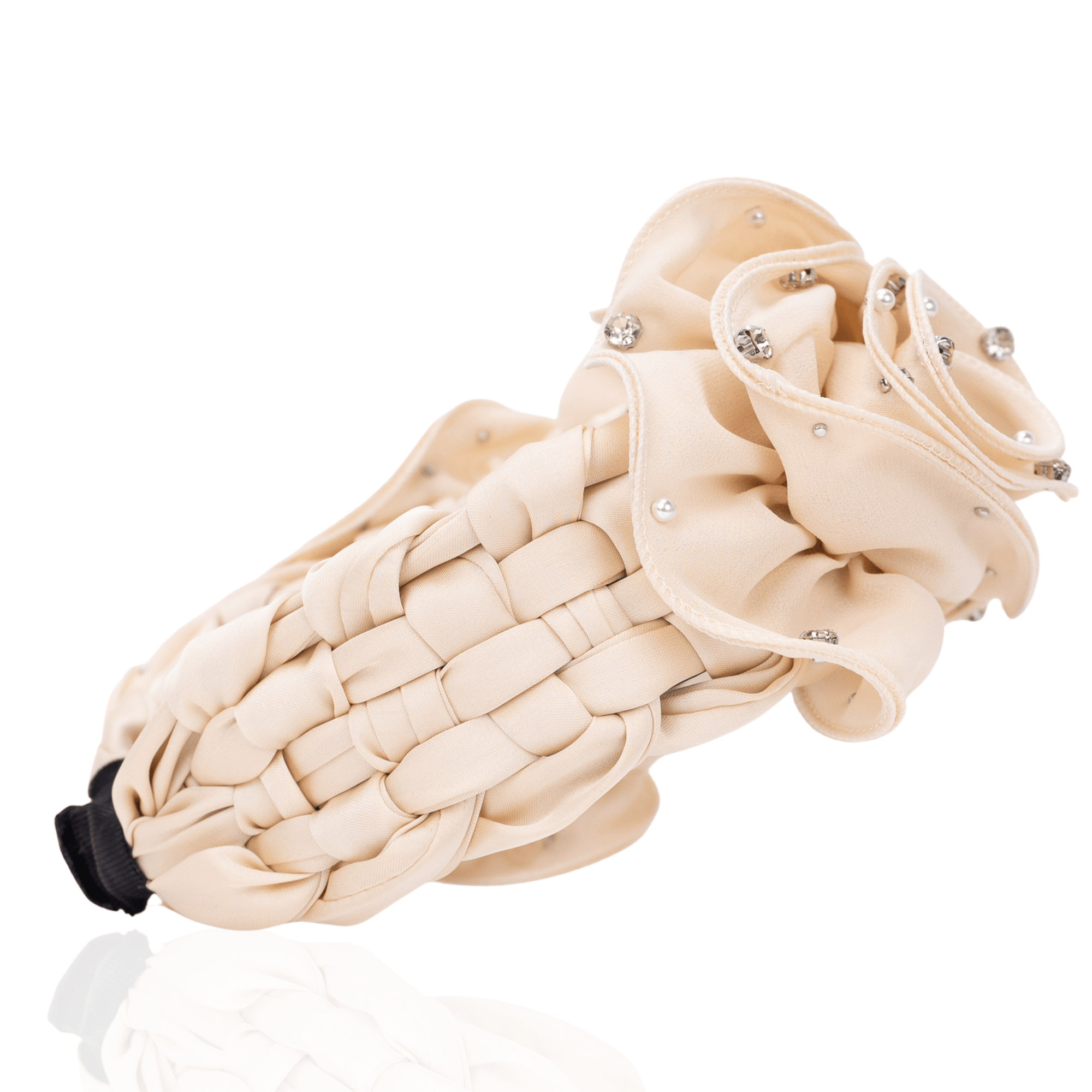 Angelique Ruffle Headband - Ivory,Headbands, Sassy Jones,