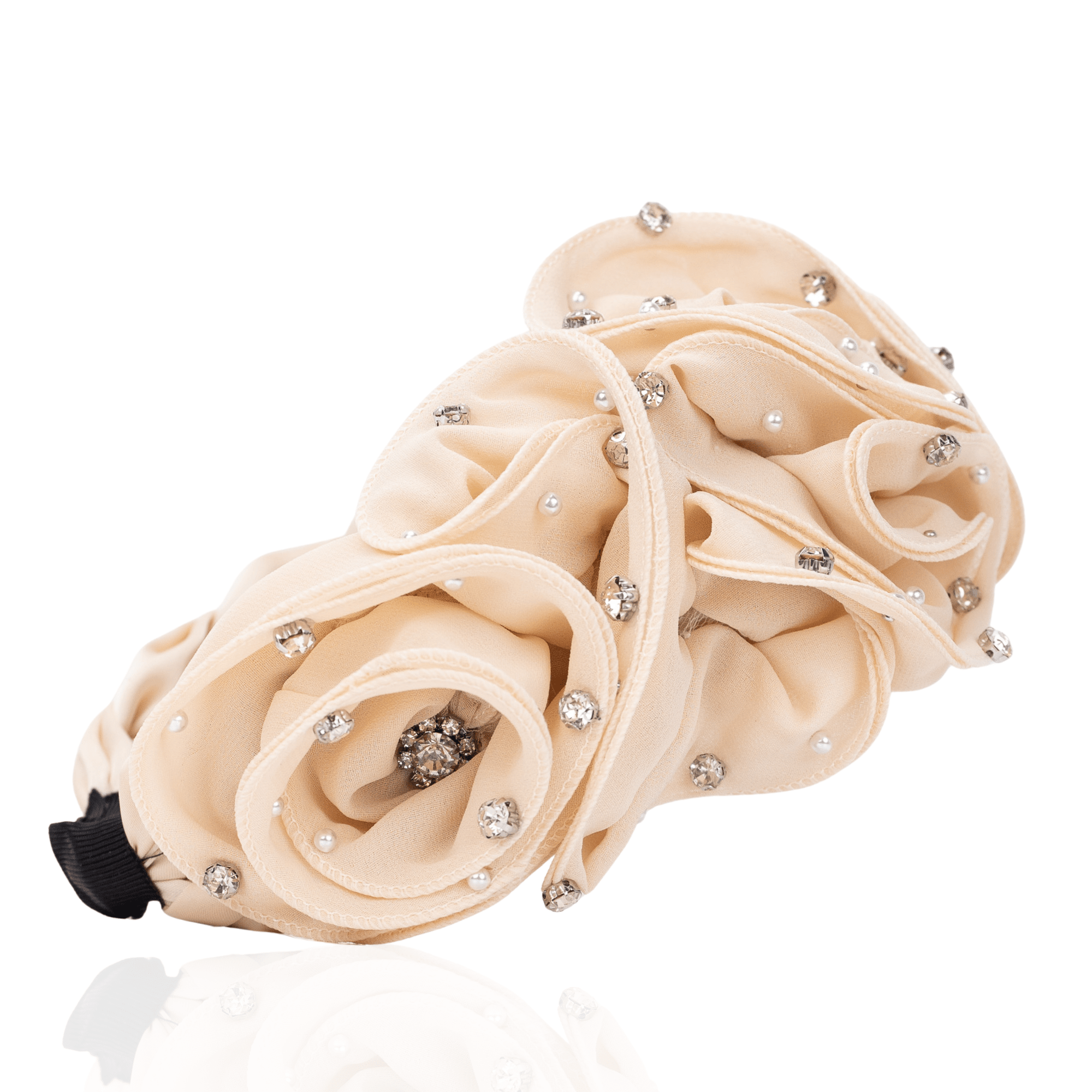 Angelique Ruffle Headband - Ivory,Headbands, Sassy Jones,