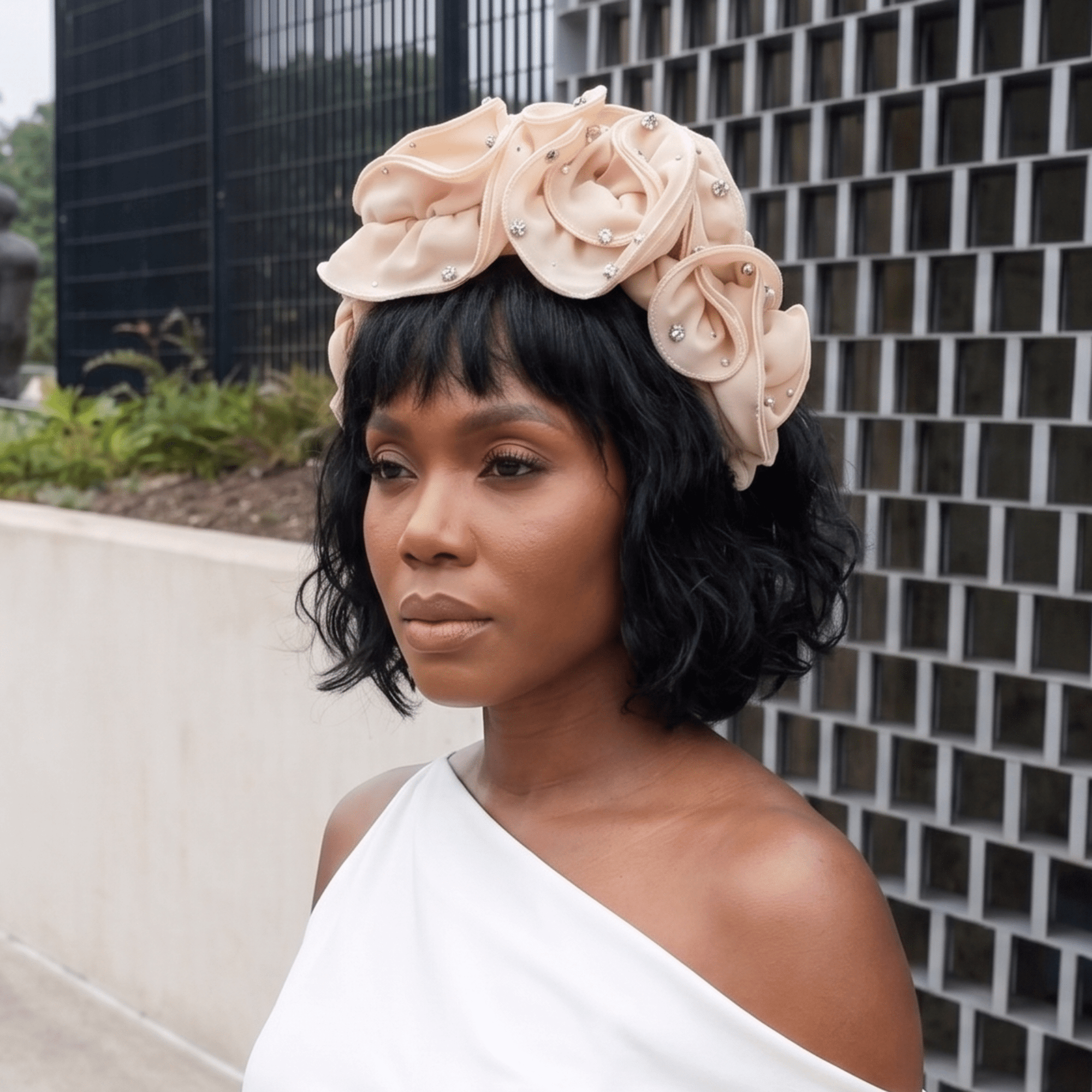 Angelique Ruffle Headband - Ivory,Headbands, Sassy Jones,