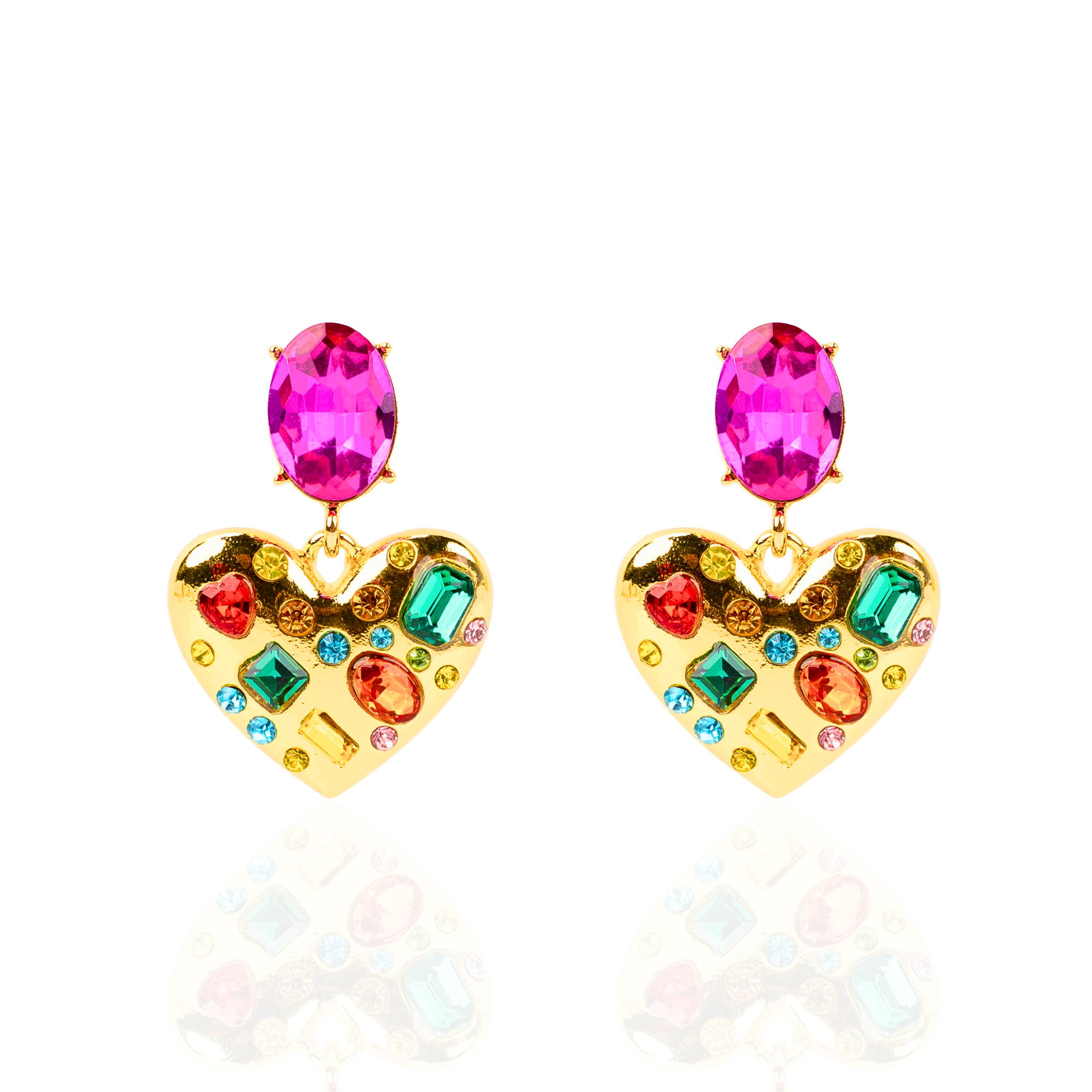 Arabella Crystal Heart Dangles,Earrings, Sassy Jones,