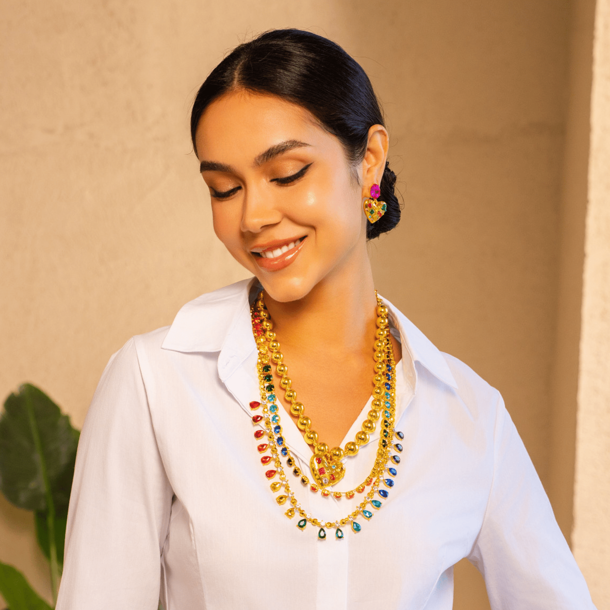 Arabella Crystal Heart Dangles,Earrings, Sassy Jones,