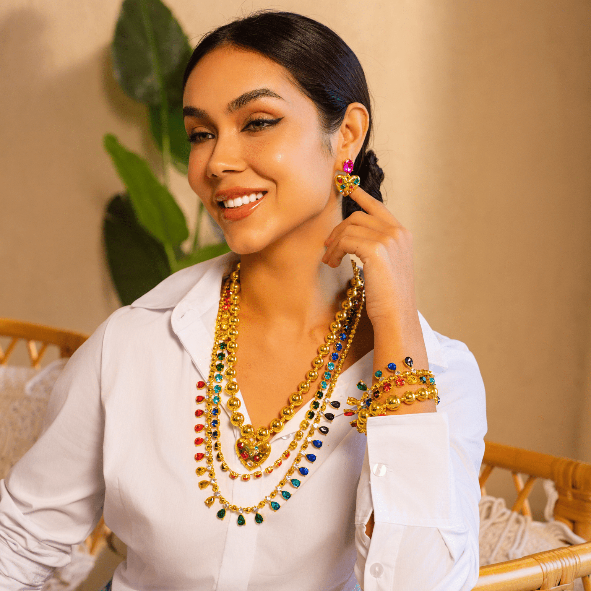 Arabella Crystal Heart Dangles,Earrings, Sassy Jones,