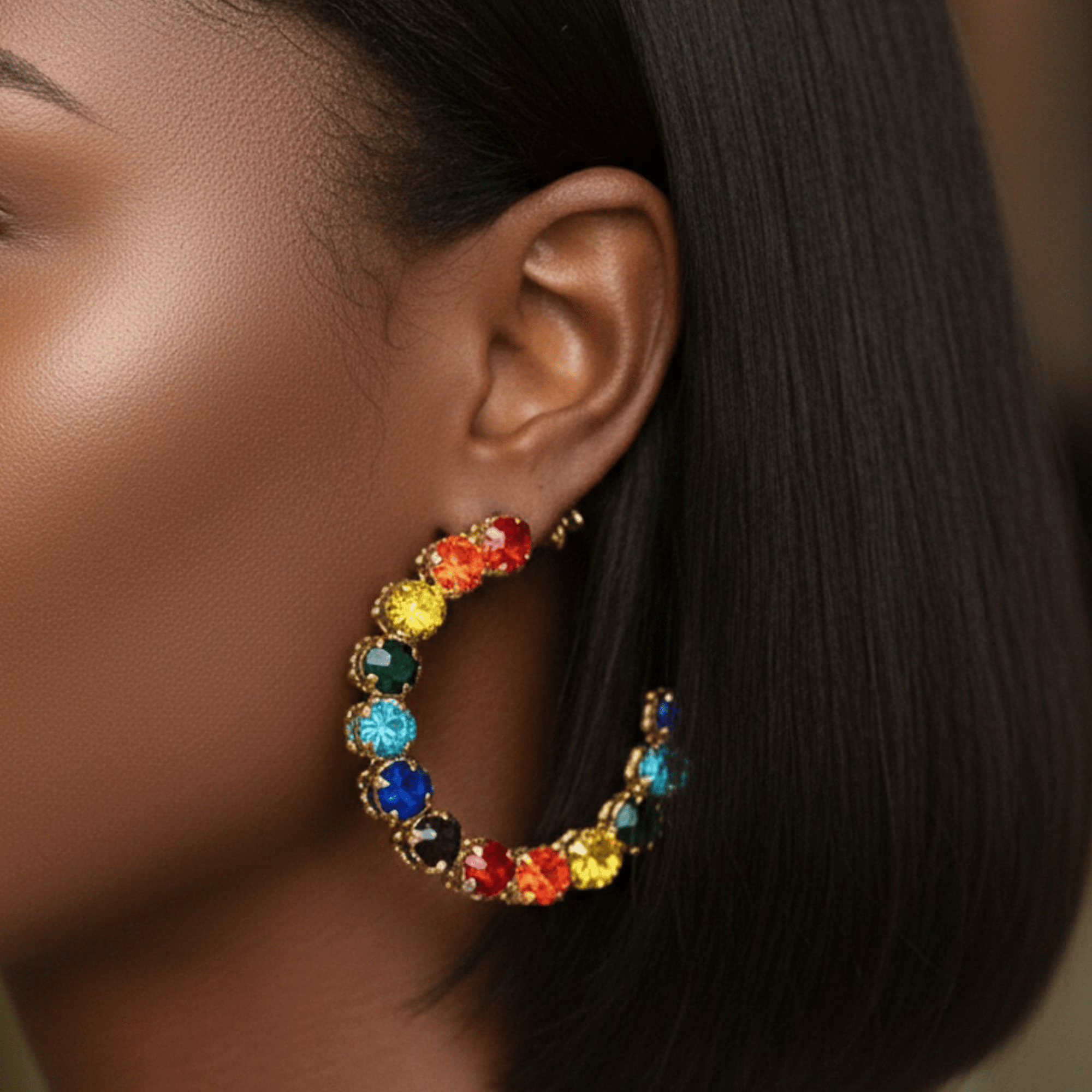 Arabella Crystal Hoops,Earrings, Sassy Jones,