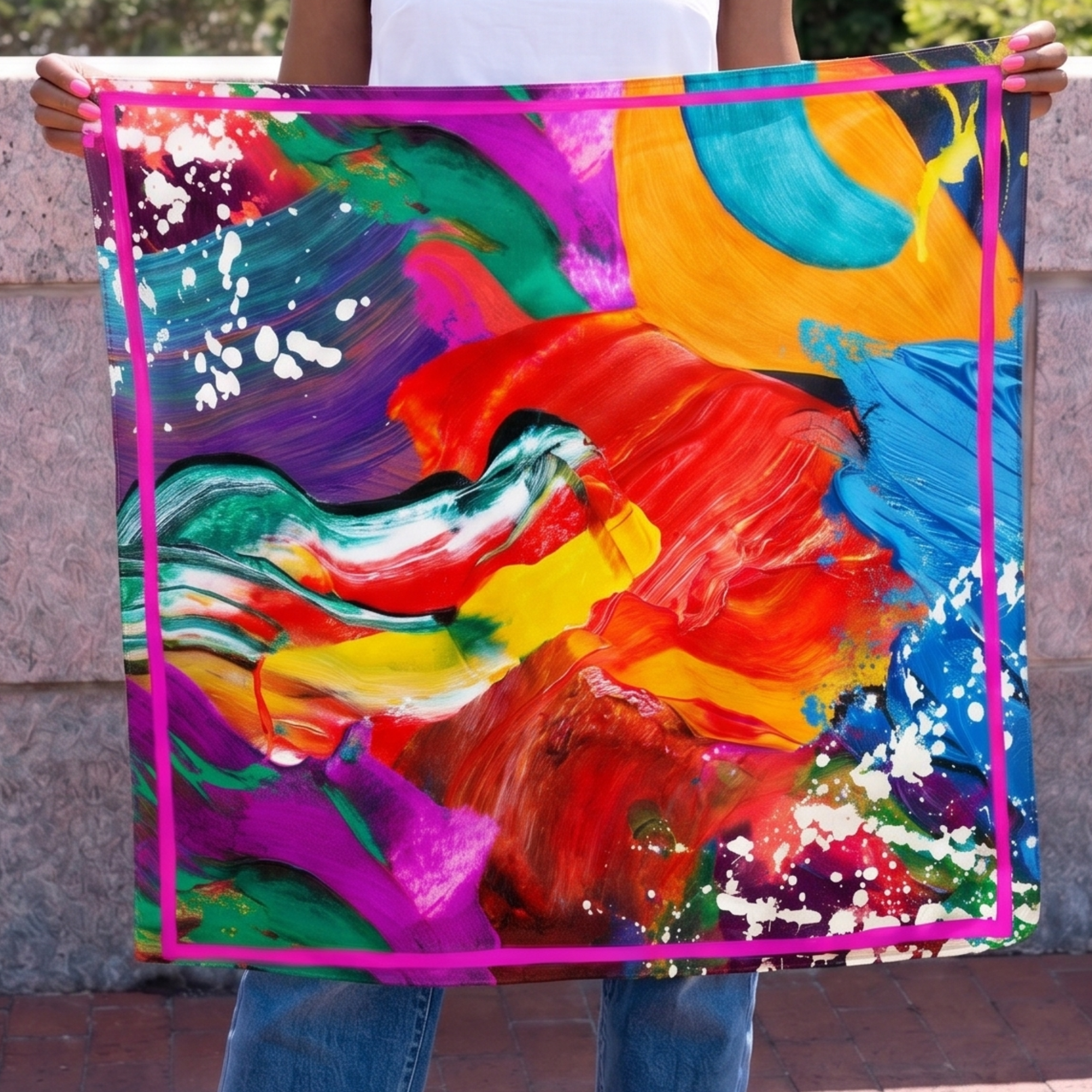 Aria Splash Luxe Scarf 33" x 33",Scarves, Sassy Jones,