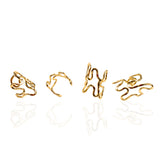 Asili 4pc Midi Adjustable Ring Set - Wired Gold,Rings, Sassy Jones,