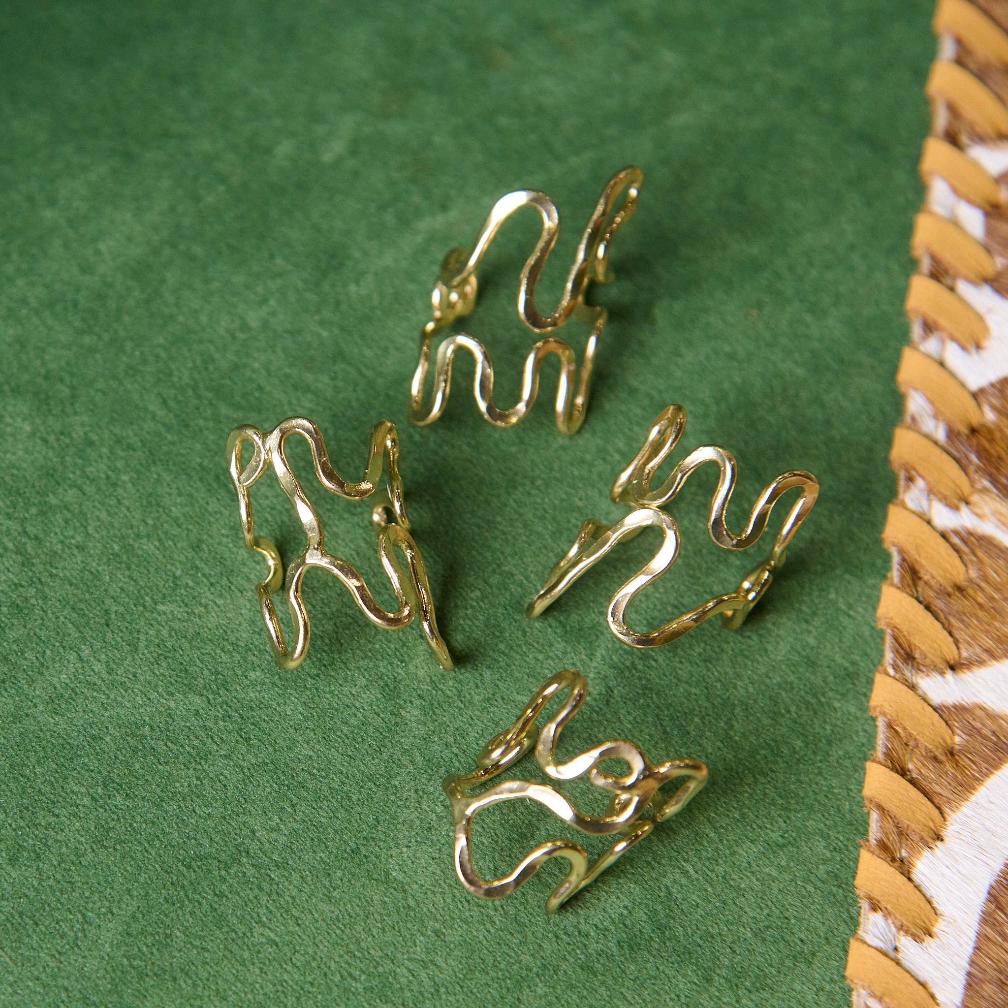 Asili 4pc Midi Adjustable Ring Set - Wired Gold,Rings, Sassy Jones,