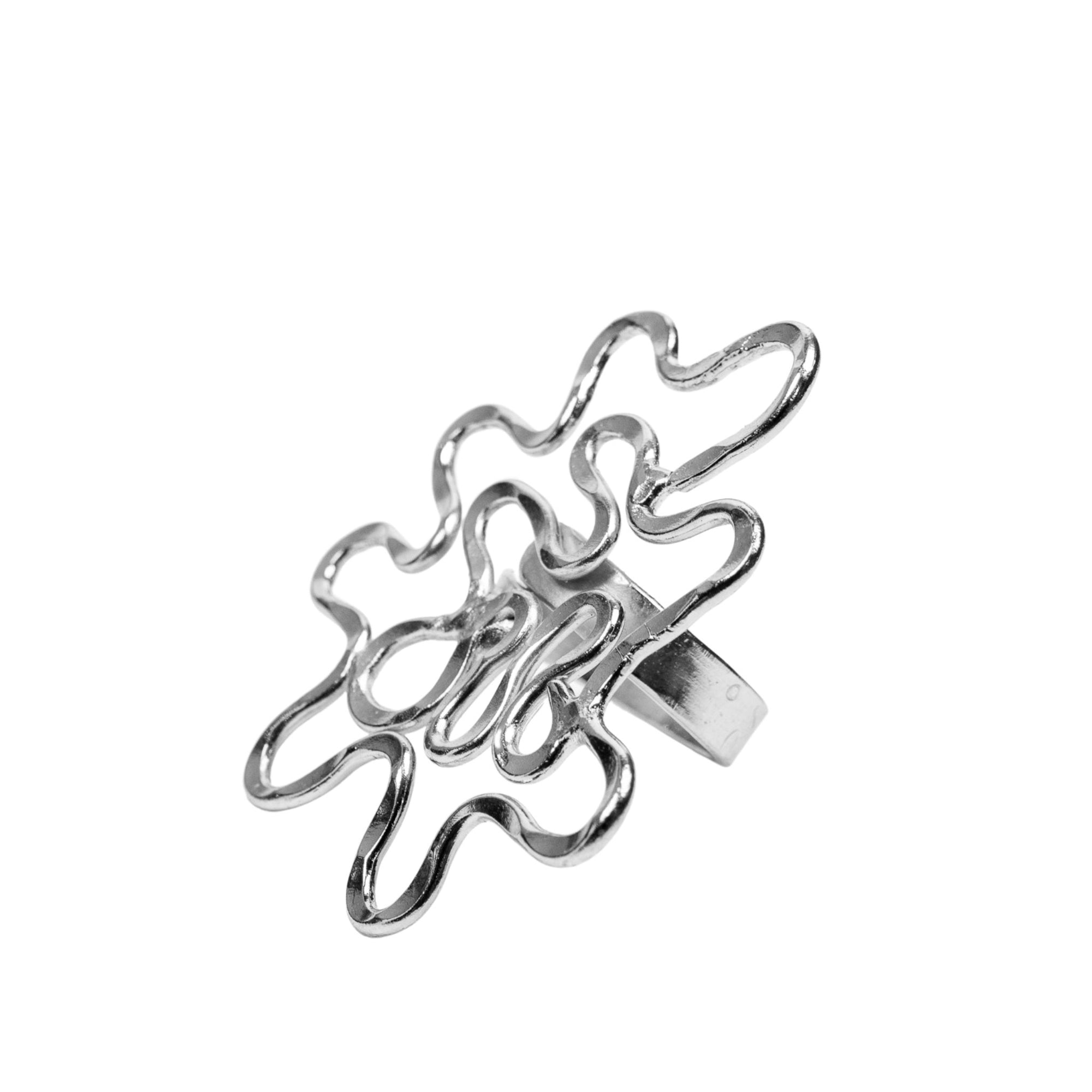 Asili Adjustable Statement Cocktail Ring - Wired Silver,Rings, Sassy Jones,