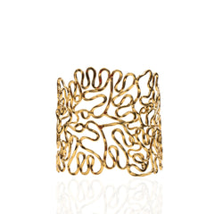 Asili Adjustable Statement Cuff - Wired Gold,Bracelets, Sassy Jones,