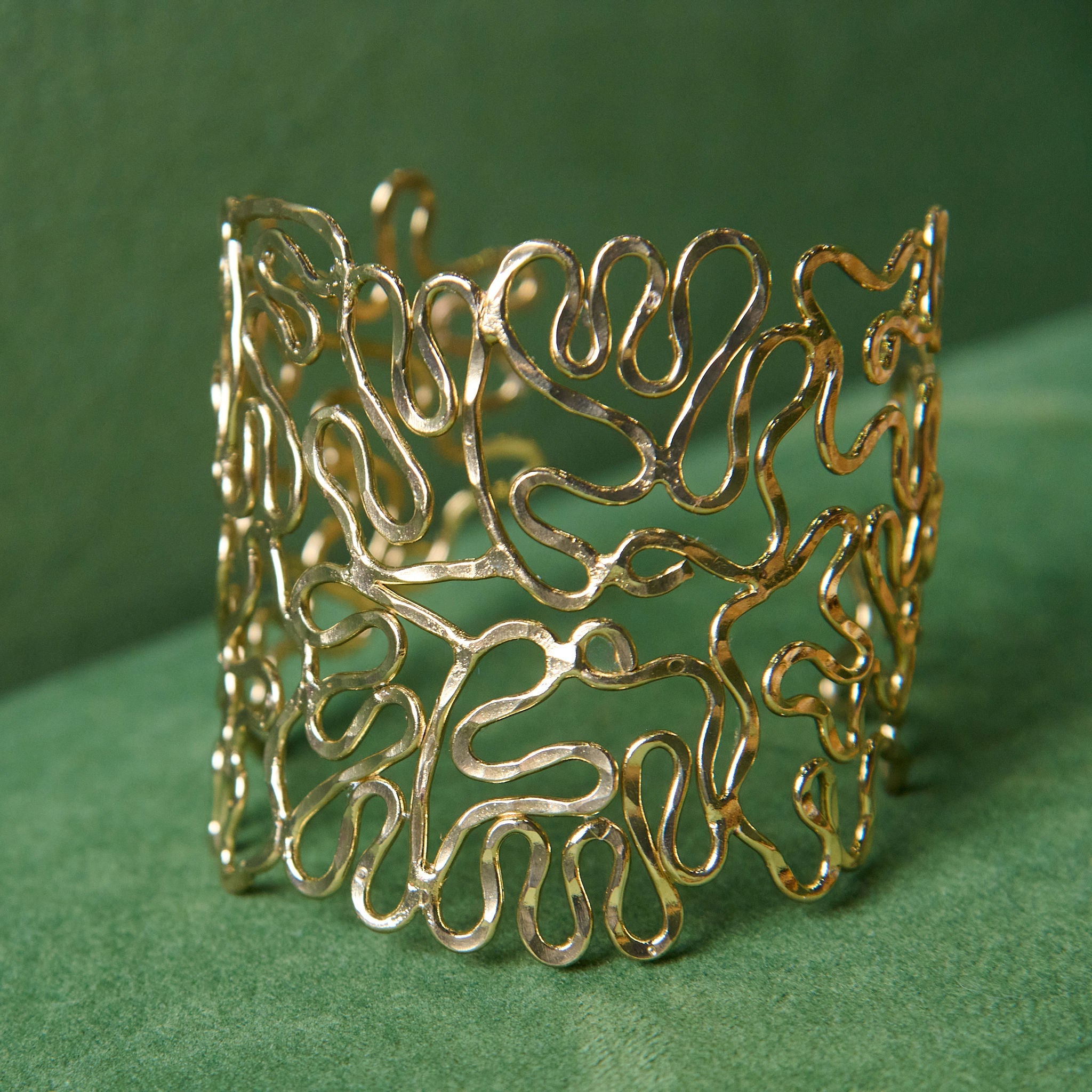 Asili Adjustable Statement Cuff - Wired Gold,Bracelets, Sassy Jones,