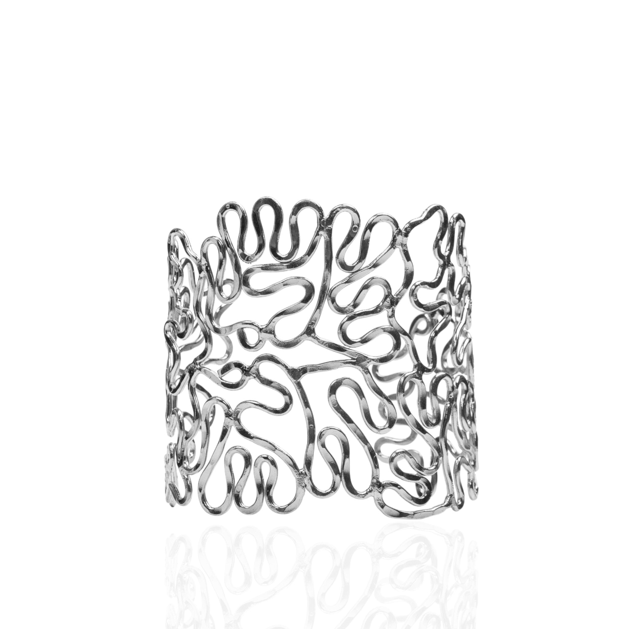 Asili Adjustable Statement Cuff - Wired Silver,Bracelets, Sassy Jones,