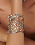 Asili Adjustable Statement Cuff - Wired Silver,Bracelets, Sassy Jones,