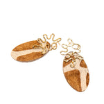 Asili Leather Mohair Statement Earrings - Giraffe/Wired Gold,Earrings, Sassy Jones,