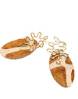 Asili Leather Mohair Statement Earrings - Giraffe/Wired Gold,Earrings, Sassy Jones,