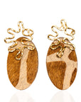 Asili Leather Mohair Statement Earrings - Giraffe/Wired Gold,Earrings, Sassy Jones,