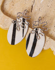 Asili Leather Mohair Statement Earrings - Zebra / Wired Silver,Earrings, Sassy Jones,