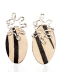 Asili Leather Mohair Statement Earrings - Zebra / Wired Silver,Earrings, Sassy Jones,