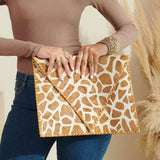 Asili Mohair Leather Envelope Clutch - Giraffe,Handbags, Sassy Jones,