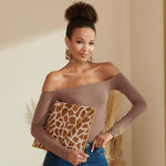 Asili Mohair Leather Envelope Clutch - Giraffe,Handbags, Sassy Jones,