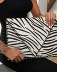 Asili Mohair Leather Envelope Clutch - Zebra,Handbags, Sassy Jones,