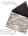 Asili Mohair Leather Envelope Clutch - Zebra,Handbags, Sassy Jones,