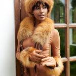 Aspen Fur and Leather Gloves - Cognac,, Sassy Jones,