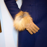 Aspen Fur and Leather Gloves - Cognac,, Sassy Jones,