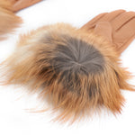 Aspen Fur and Leather Gloves - Cognac,, Sassy Jones,