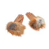 Aspen Fur and Leather Gloves - Cognac,, Sassy Jones,