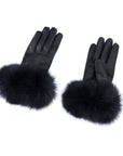 Aspen Fur and Leather Gloves - Black,Headbands, Sassy Jones,