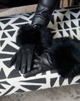 Aspen Fur and Leather Gloves - Black,Headbands, Sassy Jones,