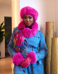 Aspen Fur and Leather Gloves - Hot Pink,, Sassy Jones,