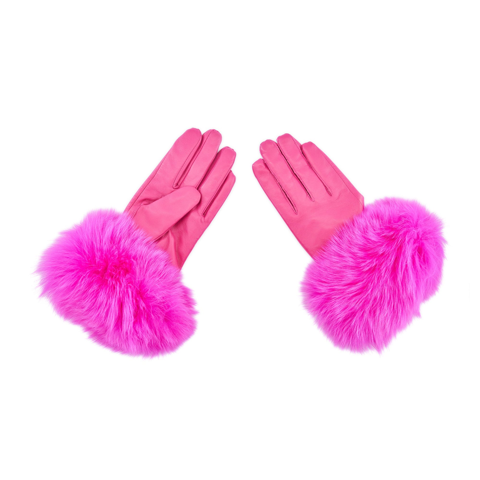 Aspen Fur and Leather Gloves - Hot Pink,, Sassy Jones,