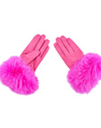 Aspen Fur and Leather Gloves - Hot Pink,, Sassy Jones,