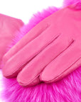 Aspen Fur and Leather Gloves - Hot Pink,, Sassy Jones,