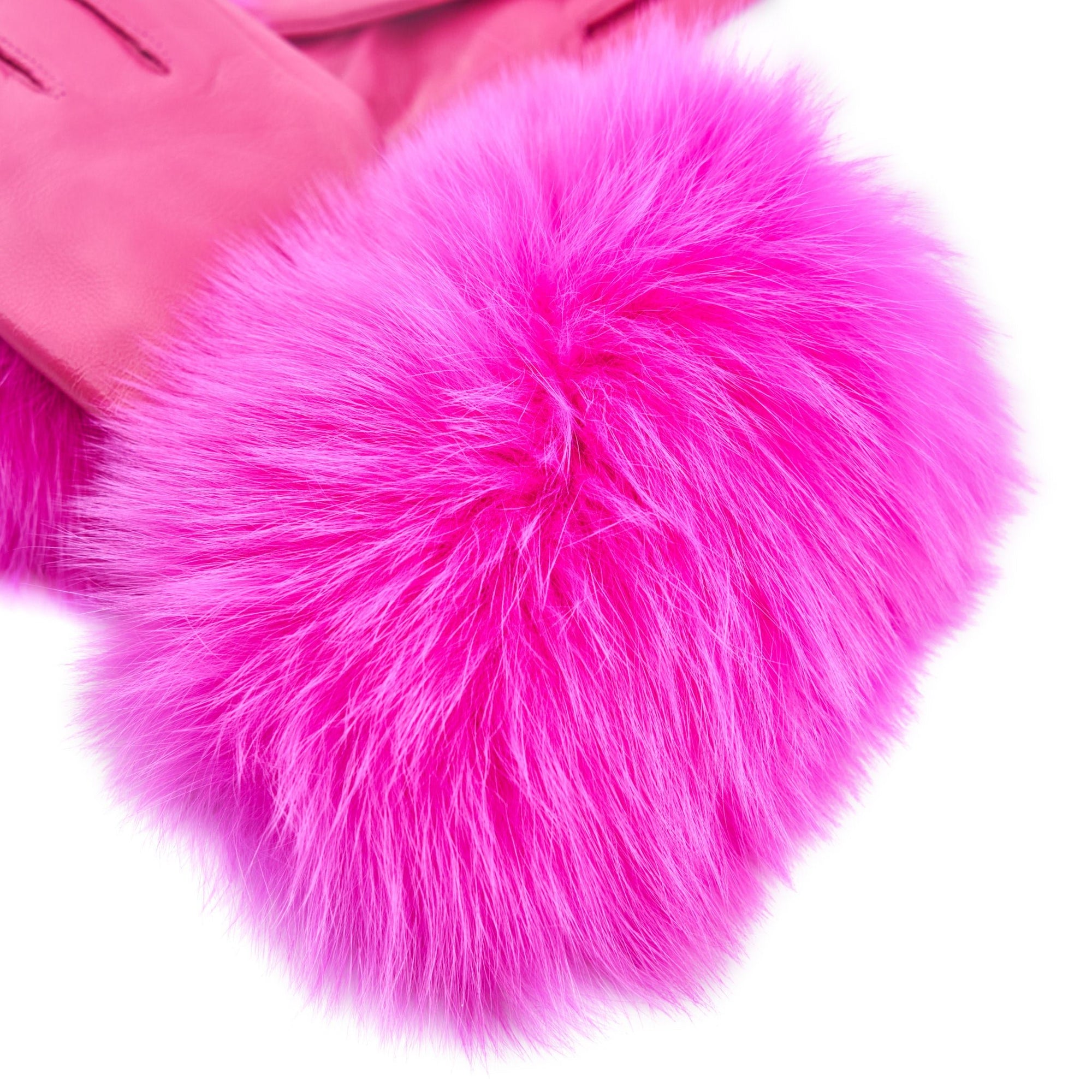 Aspen Fur and Leather Gloves - Hot Pink,, Sassy Jones,