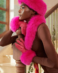 Aspen Fur and Leather Gloves - Hot Pink,, Sassy Jones,